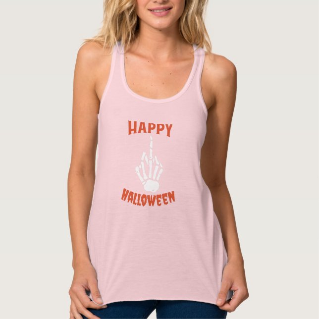 Skeleton Mitten Finger Happy halloween Linne Med Racerback (Framsida)