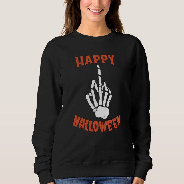 Skeleton Mitten Finger Happy halloween T Shirt (Framsida)