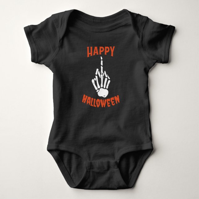 Skeleton Mitten Finger Happy halloween T Shirt (Framsida)