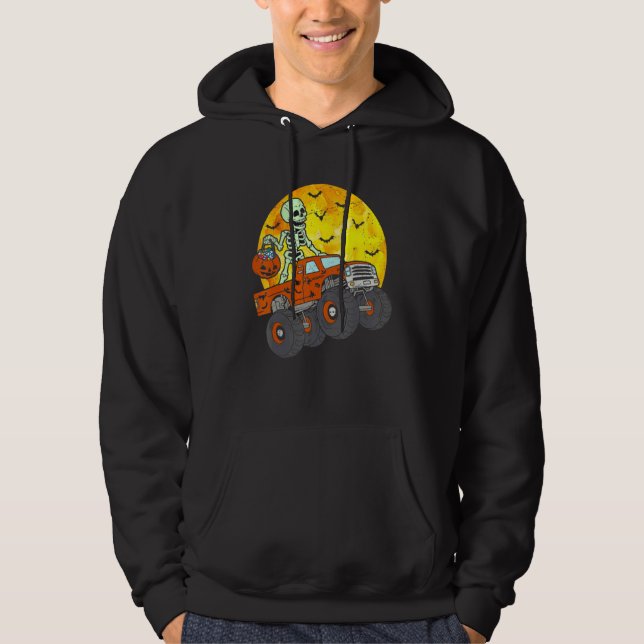 Skeleton Monster Truck Moon Candy Toddler Boys Hal Hoodie (Framsida)
