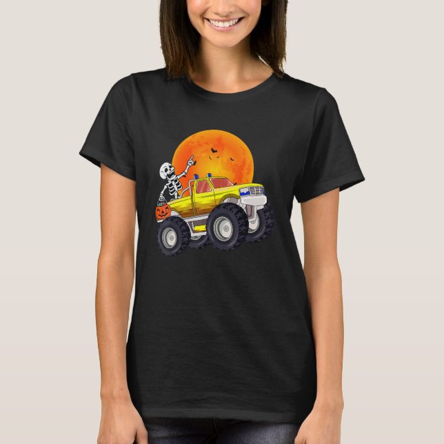 Skeleton Monster Truck Moon Candy Toddler Boys Hal T Shirt (Framsida)