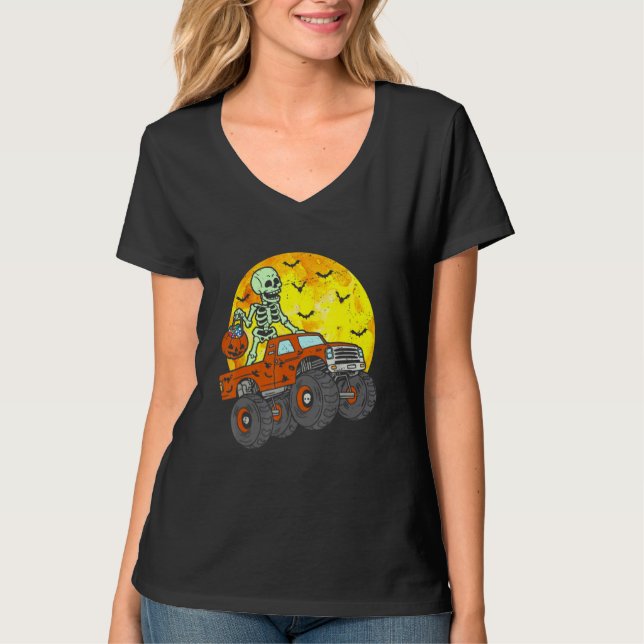 Skeleton Monster Truck Moon Candy Toddler Boys T Shirt (Framsida)