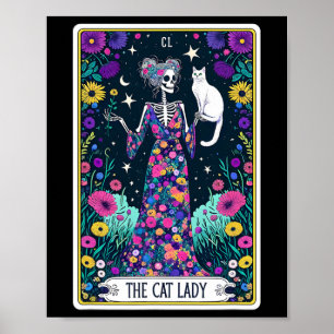 Skeleton Mors dag Cat L.T.-kort för katt Dam Poster