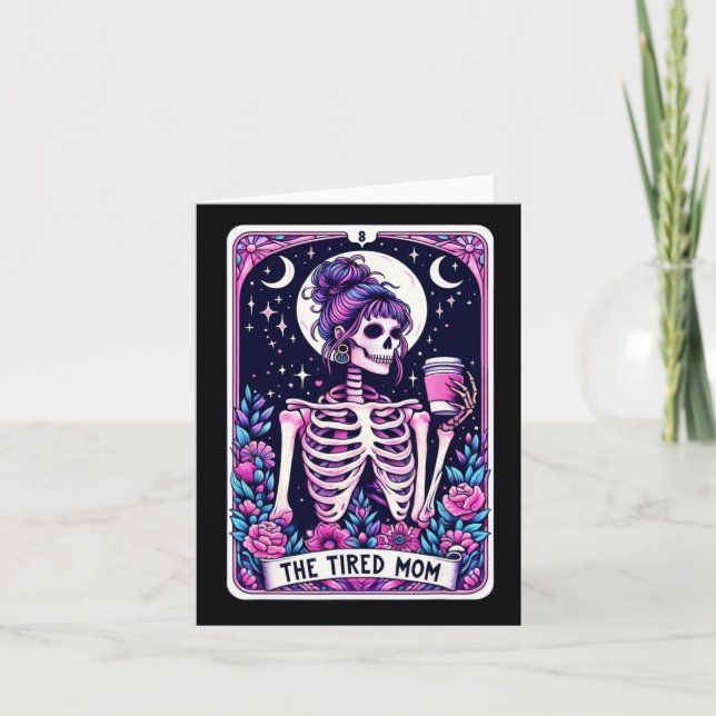 Skeleton Mors dag Skul med det trötta Mamma-Tarot  Kort (Framsida)