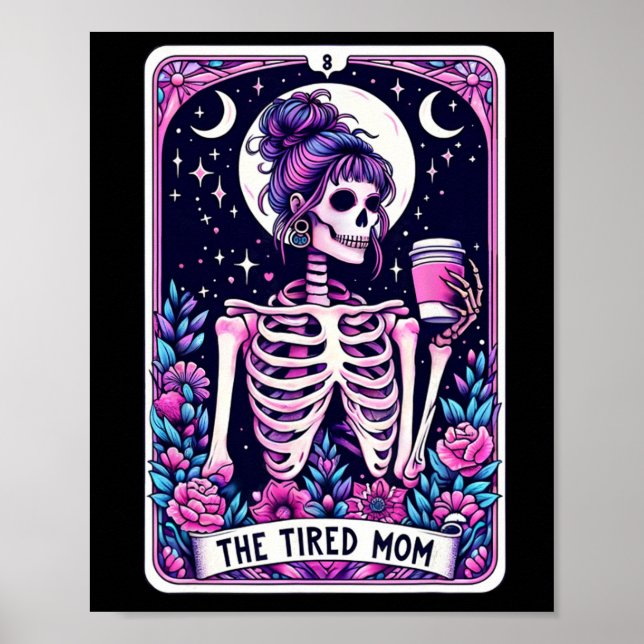 Skeleton Mors dag Skul med det trötta Mamma-Tarot  Poster (Framsidan)