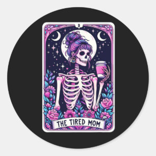 Skeleton Mors dag Skul med det trötta Mamma-Tarot Runt Klistermärke