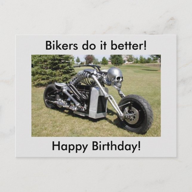 Skeleton Motorcycle Birthday vykort (Framsida)