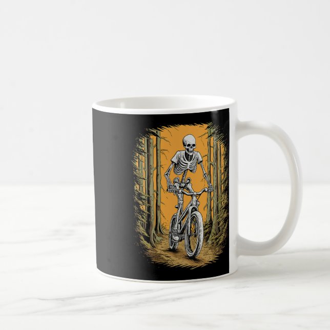 Skeleton Mountain Bike Cyclist Skeleton Halloween Kaffemugg (Höger)
