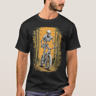 Skeleton Mountain Bike Cyclist Skeleton Halloween T Shirt