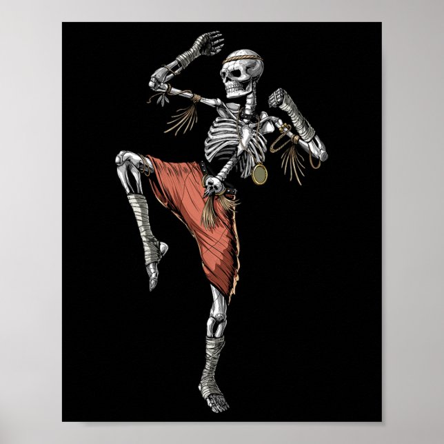 Skeleton Muay Thai Boxing Karate Kickboxing Martia Poster (Framsidan)