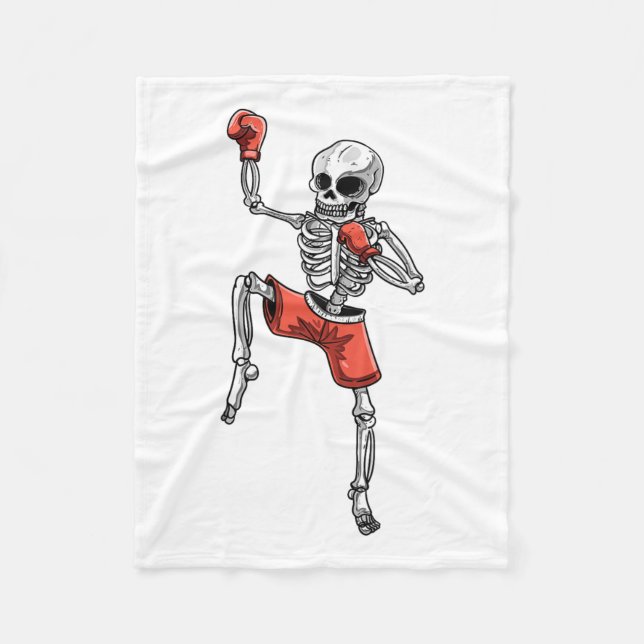 Skeleton Muay Thai Halloween Kickboxing Mma Fighte Fleecefilt (Framsidan)