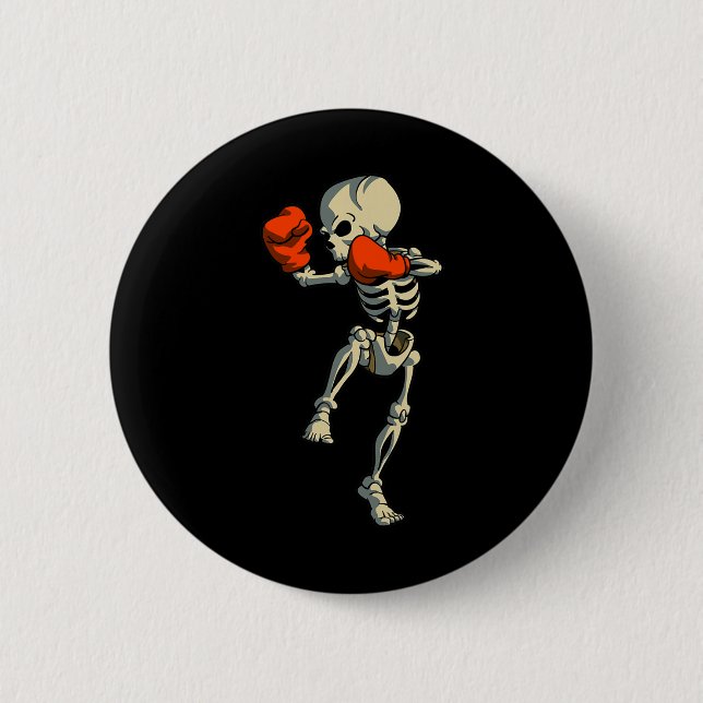Skeleton Muay Thai Kick Boxing Mma Funny Karate Ha Knapp (Framsida)