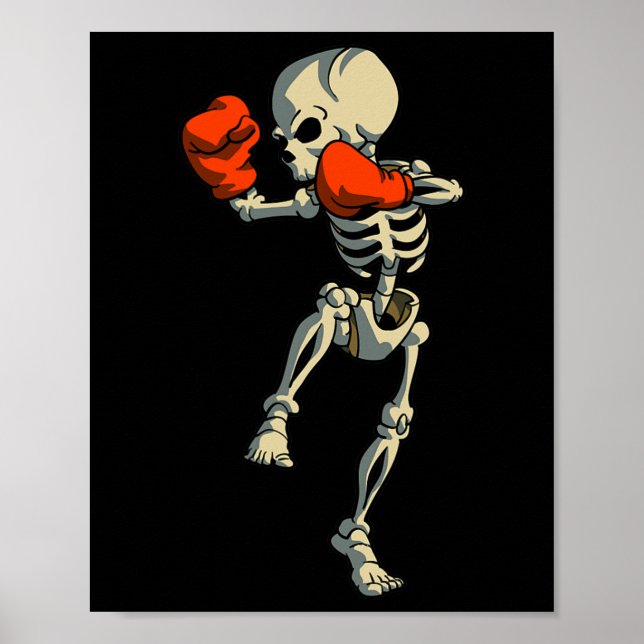 Skeleton Muay Thai Kick Boxing Mma Funny Karate Ha Poster (Framsidan)