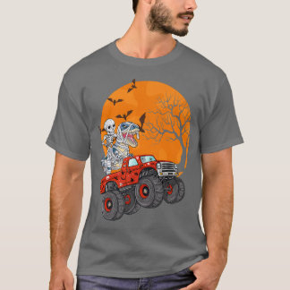 Skeleton & Mummy Dinosaur Riding Monster Truck Hal T Shirt