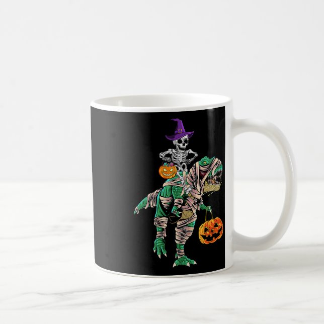 Skeleton Mummy Dinosaur t Rex Halloween for Boys K Kaffemugg (Höger)