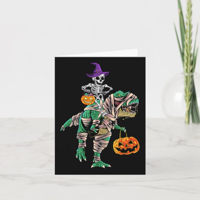Skeleton Mummy Dinosaur t Rex Halloween for Boys K Kort (Framsida)