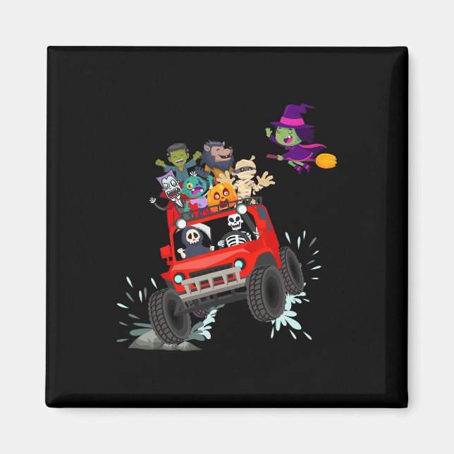 Skeleton Mummy Vampire Zombie Riding Monster Lastb Magnet (Framsidan)