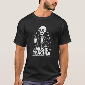 Skeleton Music Teacher med kaffepass P T Shirt