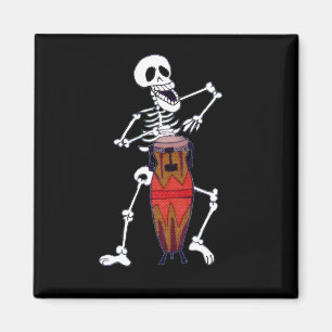 Skeleton Musician Drummer Conga Player Magnet