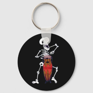 Skeleton Musician Drummer Conga Player Nyckelring