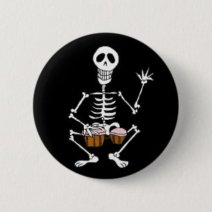 Skeleton Musician Drummer på Bongo Drums Knapp