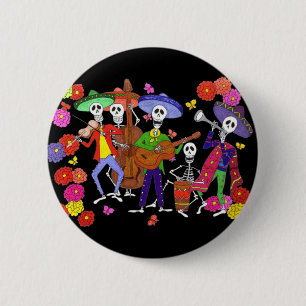 Skeleton Musician Mariachi Band Guitar Violin + Knapp