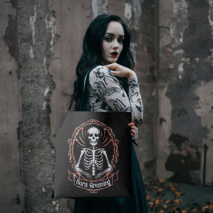 Skeleton namn gotiic horror Goth Mörk Black Tygkasse