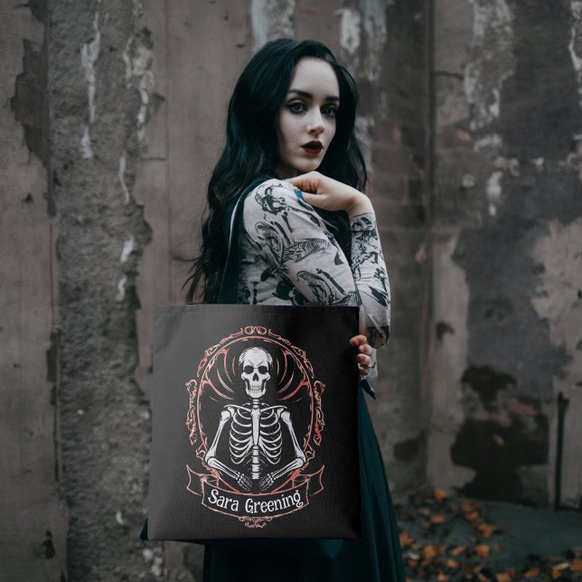 Skeleton namn gotiic horror Goth Mörk Black Tygkasse (Skapare uppladdad)