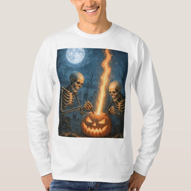Skeleton Night Out - Långärmad Unisex T-Shirt (Framsida)
