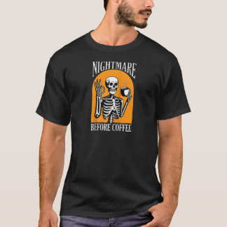 Skeleton Nightmare before Coffee Retro Costume Hal T Shirt