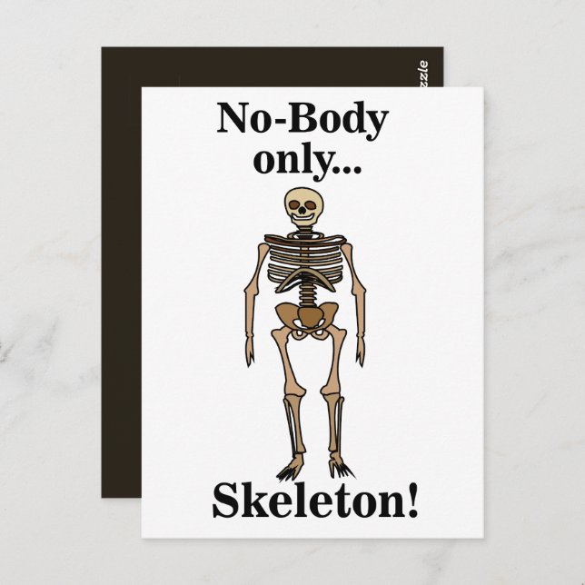 Skeleton No-Body Funny Vykort (Fram/baksida)