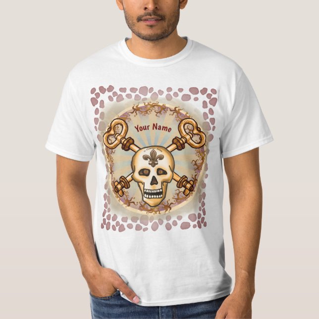 Skeleton Nycklar skalle T Shirt (Framsida)