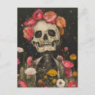 Skeleton och Blommor vykort