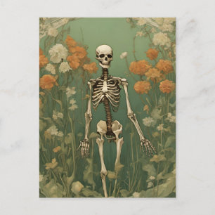 Skeleton och Blommor Vykort