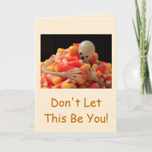 Skeleton och Candy corn Halloween Kort