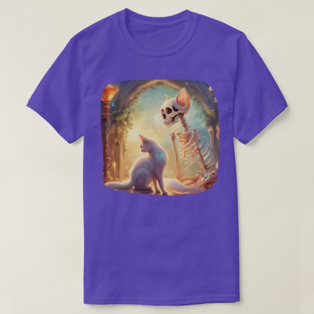 Skeleton och Cat Best Friends Kitten Funny Cats Lo T Shirt (Design framsida)