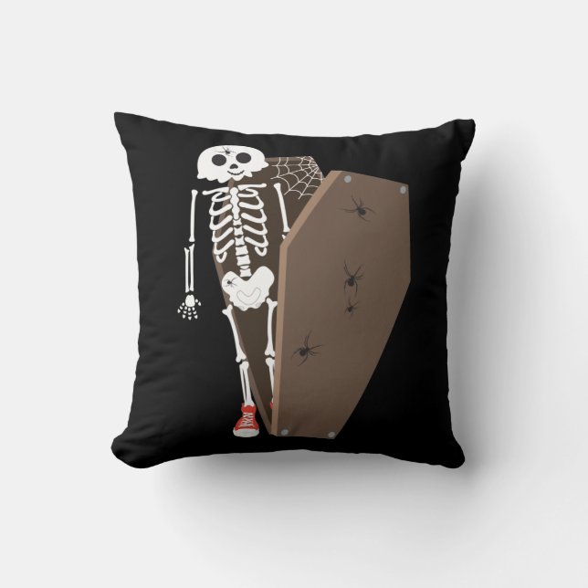 Skeleton och Coffin Halloween Design Design Kudde (Framsida)