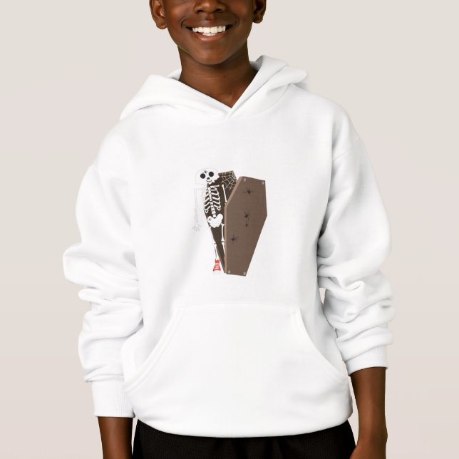 Skeleton och Coffin Halloween Design Design T Shirt (Framsida)