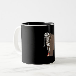 Skeleton och Coffin Halloween Design Design Två-Tonad Mugg