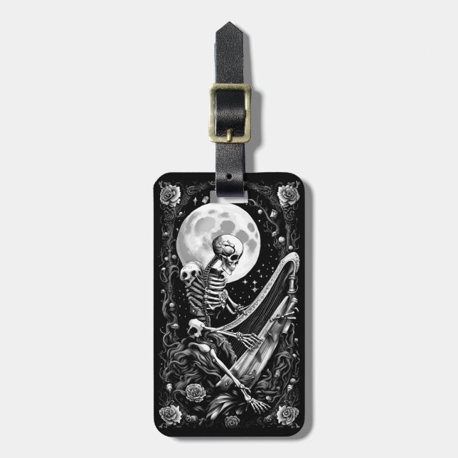Skeleton och Harp III Bagagebricka (Vertikal Framsida)