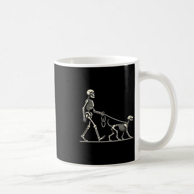 Skeleton och Hund Lazy Halloween Costume Funny Sku Kaffemugg (Höger)