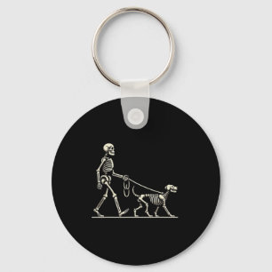 Skeleton och Hund Lazy Halloween Costume Funny Sku Nyckelring