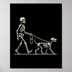 Skeleton och Hund Lazy Halloween Costume Funny Sku Poster
