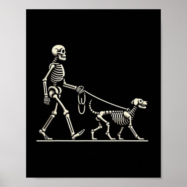 Skeleton och Hund Lazy Halloween Costume Funny Sku Poster (Framsidan)