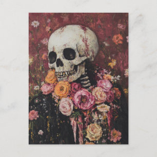 Skeleton och Rosa Flowers vykort