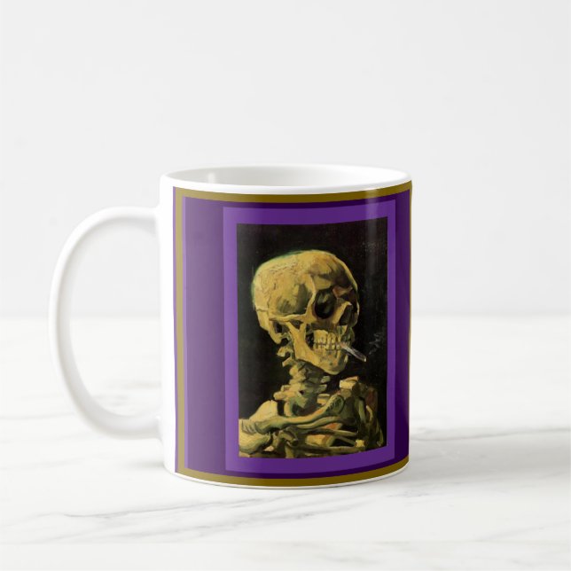 Skeleton och Starry Night av Van Gogh Kaffemugg (Vänster)
