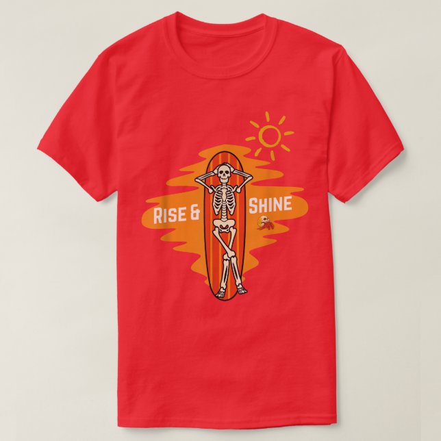 Skeleton och yfboard vid sommarventilation t shirt (Design framsida)