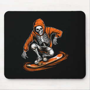 Skeleton Orange Hat Skater med Skateboard Hallowed Musmatta