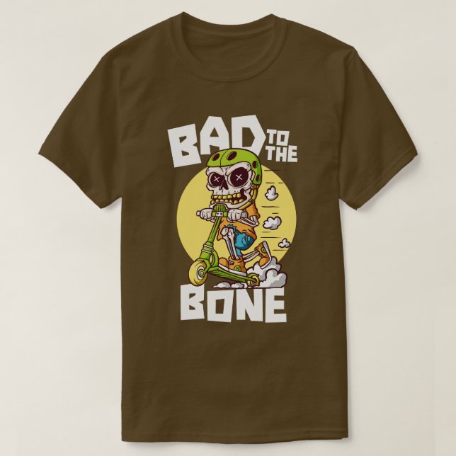 Skeleton på Bone Cute Scooter T Shirt (Design framsida)