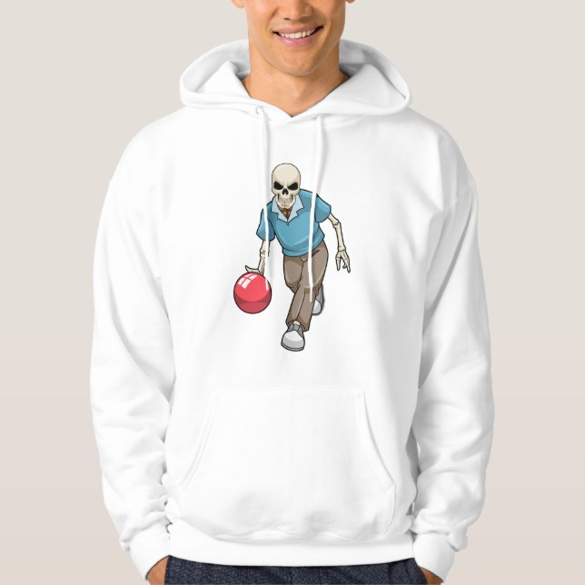 Skeleton på Bowling med Bowling ball Hoodie (Framsida)